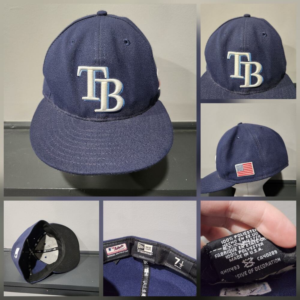 Tampa Bay Rays New Era 59Fifty Mens 7 1/2 USA‎ Made MLB Baseball Hat Cap